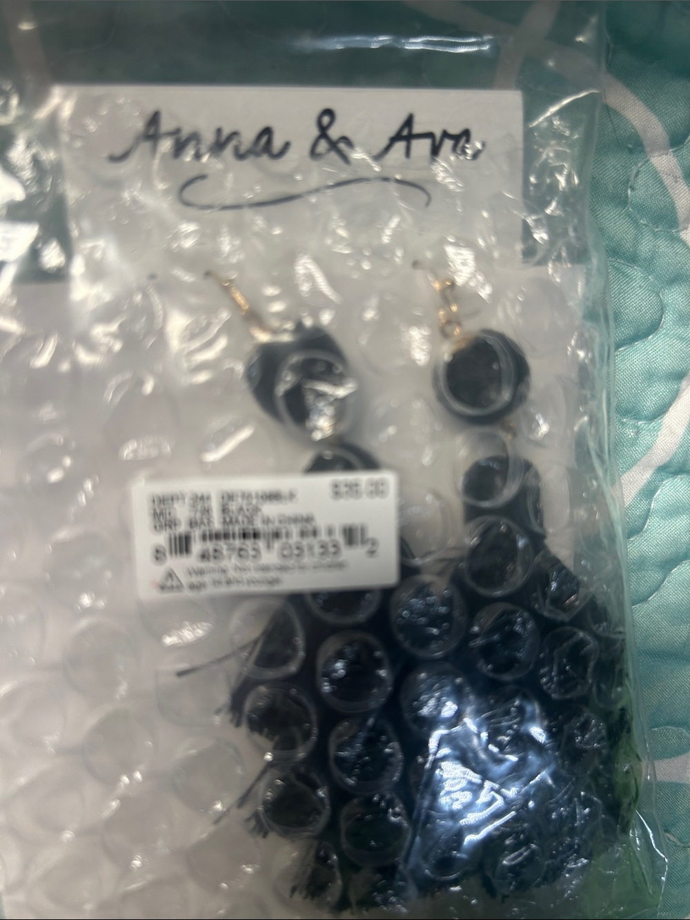 Anna & Ava Black Layered Teardrop Dangle Earrings